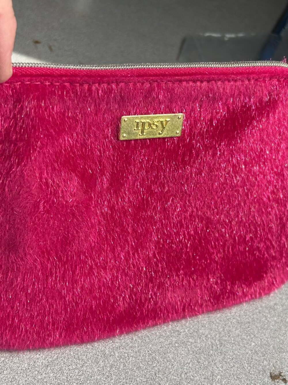 Ipsy Furry Pink Cosmetic Pouch